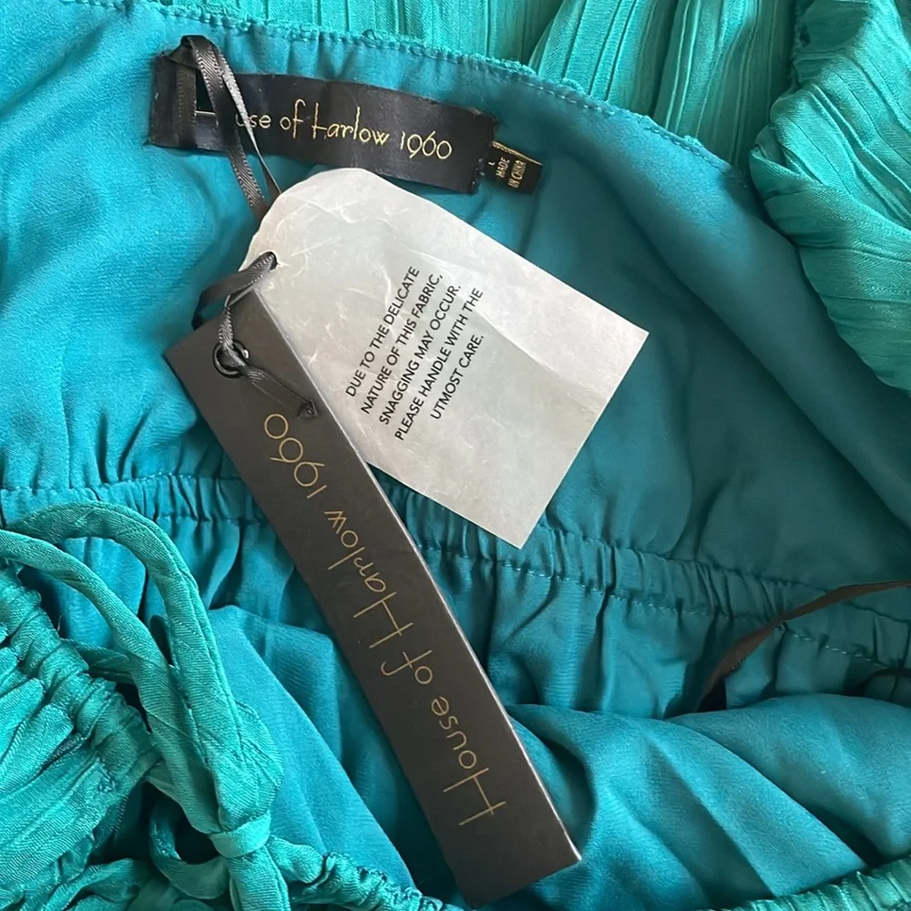 House of Harlow 1960 Teal Long-Sleeve Ruffled Mini Dress - Picture 5 of 7